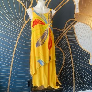 Animale 1982 Yellow Floral-Print Slip Dress